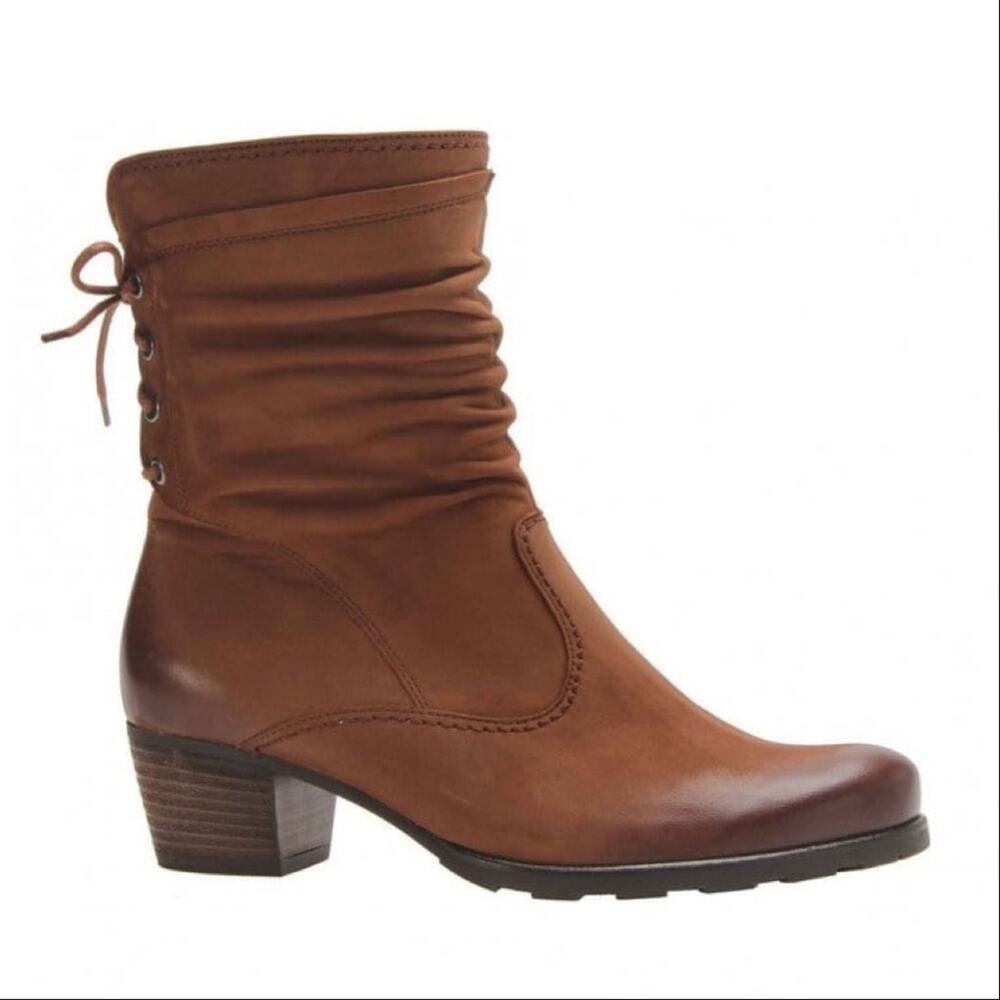 Gabor Women’s Sonic Ladies Ankle Boots Brown Nubuck Leather Heeled Lace-Up Boots